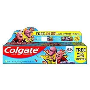 Colgate Kids Bubble Fruit Toothpaste with Free Motu Patlu Trading Cards -Cavity Protection, Enamel Protection (2-5 Years, 40 g)