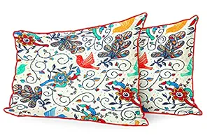 DreamVio Jute Fabric Printed Decorative Throw/Pillow Covers, Cushion Covers for Living Room, Bed Room, Sofa,Chairs,Pillow Cases, Pillow Covers Set of 2, Size 18x27 Inches Style34