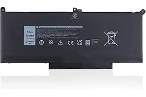 OYOMBA F3YGT DM3WC - Batería para portátil DELL Latitude 7480, 7490, 7280, 7290, 7380, 7390, E7480, E7490, E7280, 451-BBYE, DM3WC DM6WC 2X39G, KG7VF, P29S002 G002 [7,6V/ 60Wh/ 4 Celdas]