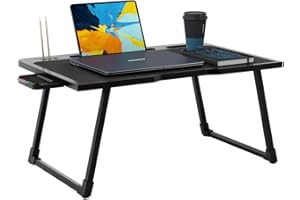 Cervonix Engineered Wood Multipurpose Foldable Laptop Table with Cup Holder | Table Home Study Writing Table, Foldable and Portable/Ergonomic Edges (Black, 60[L] X 40[W] X 24[H] cm)