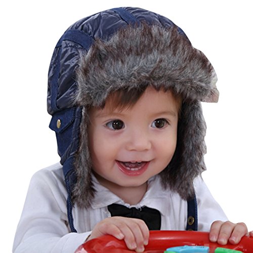 Happy Cherry Baby Boy Girl Toddler Child Kids Fashion Cute Hat Autumn Winter Warm Cap Fleece Fluffy Ear Flap Hat Size XL- 2-4Y 51cm