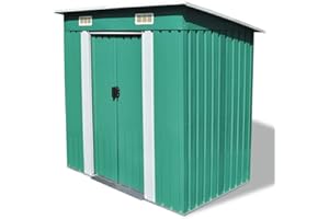 KOIECETA Gartenschuppen mit 2 Entlüftungsöffnungen Schiebetür Gerätehaus Geräteschuppen Gartenhaus Schuppen Anthrazit Stahl (Grün)