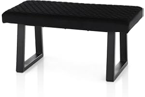 TUKAILAi Upholstered Dining Bench, 100 cm Long Velvet Thick Padded Seat Hallway Bench with Sturdy Metal Legs, Dining Room Bench Seating for Entryway Living Room Bedroom (Black)
