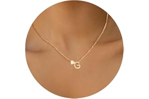 HSWYFCJY- Colgante letra de acero inoxidable con monograma corazón para señoras. Oro, plata con cierre de langosta, joyería clásica collar de corazón como un regalo, caja de cadena 45cm, 1,5 mm.