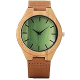 UNIQUEBELLA Uhr Armbanduhr Herren uhr Herren Armbanduhr Holz Armbanduhr Analog Quarzuhr Leder Armband männer Aus Bambu Zifferblatt