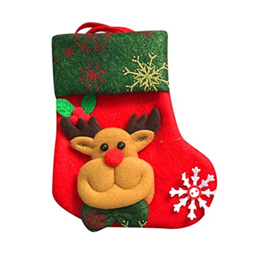 Christmas Gift Bags, Transer® Merry Christmas Stockings Socks Santa Claus Candy Gift Bag Xmas Hanging Decoration (Image C)