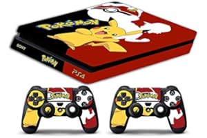 GAMESMONKEY Skin Compatibilité pour PS4 Slim – Limited Edition Decal étuis de Protection pour faceplates Bundle (Poke Mon)