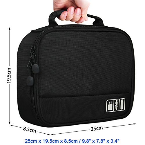 Wrcibo Universal Tragbarer Travel Organizer Electronisches Tasche Case Organisator Reiseorganisator mit Innerer Netztasche für Elektronikzubehör, iPad Mini,USB Kabel ,Speicherkarten (Koffer, Schwarz) - 7