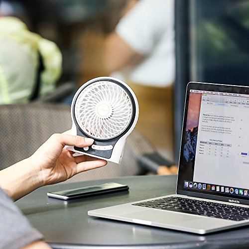 EasyAcc Mini Desktop USB Ventilator Personal Fan mit 2600 mAh aufladbarer LG Akku Zelle LED-Licht Beweglicher 3 einstellbare Geschwindigkeiten für Indoor und Outdoor Aktivitäten – Weiß - 8