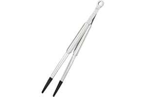 RÖSLE Spitzzange Silikon, Hochwertige Zange zum gezielten Greifen und Wenden beim Kochen oder Grillen, Edelstahl 18/10, Silikon, Spülmaschinengeeignet, 32 cm, Schwarz / Silbern