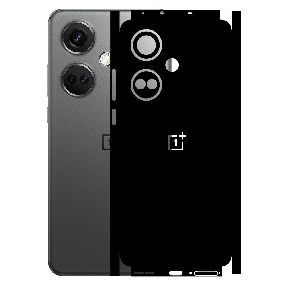 AtOdds - ONEPLUS NORD CE3 (5G) - Mobile Back Skin Sticker - Lamination - Rear Screen Guard Protector Film Wrap (Coverage - Back+Camera+Sides) (Design - Matte Black)