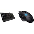 Logitech G213 Prodigy Gaming Keyboard, Black with G402 Gaming Mouse Hyperion Fury with 8 Programmable Buttons, Black