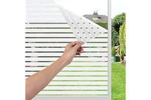 ‎LEMON CLOUD LEMON CLOUD Fensterfolie Vertikale Streifen Fenster Sichtschutzfolien, Anti-UV Selbstklebende Milchglasfolie Statische Folie ohne Klebstoff, für Büro und Haus Dekorative Folie - 44,5x200cm