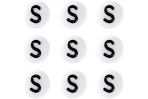 Sadingo Buchstabenperlen 'S' Rund | 7 mm - 50 Stück, Perlen zum Auffädeln, runde Kunststoffperlen, kleine Buchstaben-Perlen, Buchstabenarmband basteln, Armbänder selber Machen, DIY-Schmuck