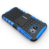 Galaxy S6 Hülle,Pegoo Schutzhülle Dual Layer Hybrid Harte Rüstung Handyhülle Drop Resistance Handys Schutz Hülle mit Anti-Kratz Stoßfest Schutzhülle mit Ständer Case Hülle Cover fall Schale für Samsung Galaxy S6 (Blau) - 4