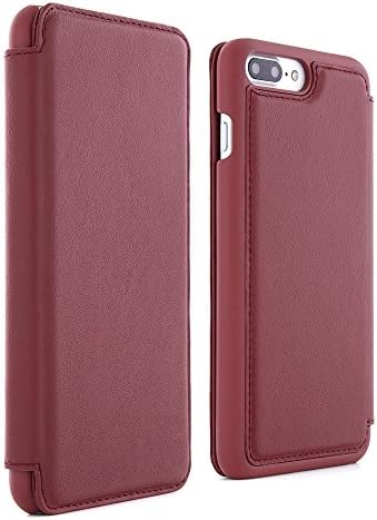 Greenwich HORO Folio Case - Handmade Luxury Genuine Leather Book-Style Folio Cover for the Apple iPhone 7 Plus in Red - Fireglow