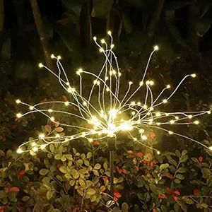 PIKFOS 2 Pack Solar Firework Lights, Solar Garden Lights 120 LED IP65 Waterproof Decorative Lights 2 Lighting Modes, DIY Fireworks Lights Outdoor, for Gardens Terraces Courtyards Parties (Multicolor)