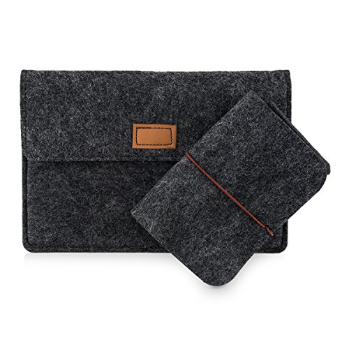 kwmobile Tablettasche Filz Sleeve für 7" Tablet - Tablet Schutzhülle Tasche Case Hülle in Dunkelgrau mit Innentaschen Innenmaße: ca. 20,9 x 14,0 cm