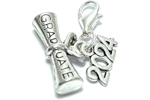 Libby's Market Place Graduation Diploma 2024 Clip on Charm with Organza Bag and Graduation Gift Card