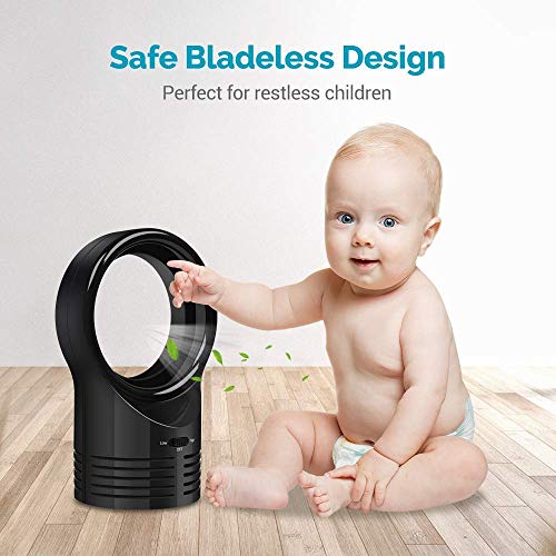 MU Ventilateur sans Lame portatif, Ventilateur de Bureau, Ventilateur de Table de Bureau Silencieux, léger et Durable pour la Maison, Chambre de bébé, Bureau extérieur