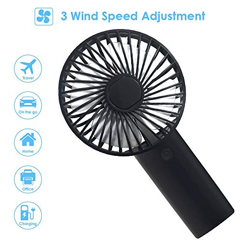 Mini Ventilador de Mano Personal Portátil Ventilador con batería de 4000mAh, hasta 6-10 Horas de Tiempo de Trabajo, Recargable Ventilador con 3 Velocidad para Cualquier Uso, Viajes y Oficina u Hogar