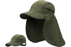 Magracy Mens Womens Outdoor Wide Brim Sun Cap Mesh UPF50+ Neck Flap Hat Fishing Hats