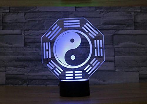 WCUI 3D Small Table Lamp, Creative Couple Birthday Present Chinese Style Bagua Map Seven Colour USB Plug In Visual Lights Atmosphere Night Light Touch Switch 225 * 183 * 87mm Select ( Size : 225*183*87mm )