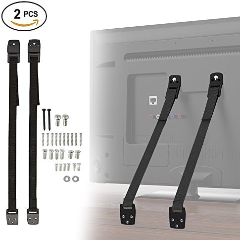 TV / Furniture Child Safety Straps, anti tip 1m Straps (2 pack) With Heavy Duty Nylon ADJUSTABLE Strap &amp; Buckle, VESA Screws &amp; Fixings to fit latest Screens &amp; Furniture, instructions included - full refund if not compatible