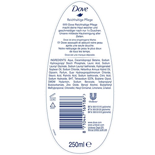 Dove Cremedusche Reichhaltige Pflege, Duschgel, 6er Pack (6 x 250 ml) - 2