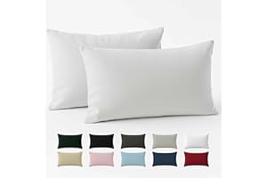 Funda Almohada 60x40 Algodón Reforzado (Pack de 2) - Blanco - Tela Apretada de 57 Hilos/cm² - Funda Almohada 40 x 60 - Certificación Oeko Tex - Dreamzie