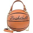 Women Basketball Shaped Cross Body Messenger Bag Purse Tote Mini Shoulder PU Leather Round Handbag for Girls