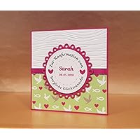 Glückwunschkarte zur Konfirmation, Kommunion oder Taufe, Name und Datum personalisierbar, Handarbeit