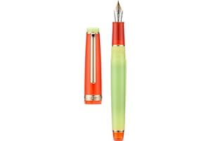 erofa Jinhao 82 - Penna stilografica, pennino medio dorato, fusto trasparente rosso e verde con convertitore (3M1DGUF2S6MRT)