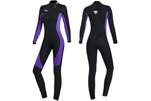 Joysummer Traje de Neopreno de 3mm Trajes de Buceo Completos - Hombres Mujeres Jóvenes Elástico Manga Larga Piel de Buceo de Una Pieza Cremallera Frontal UPF50+ Traje de Baño Térmico