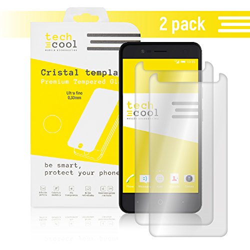 [Pack 2] ZTE Blade V8 Mini TechCool® Tempered Glass Screen Protector for ZTE Blade V8 Mini I Tempered Glass, Perfect Setting – Without Bubbles I HD, 9H Hardness – Installation Kit Included