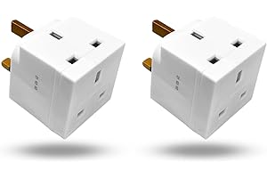 LAXIS Pack of 2 Way Double Plug Adapter, Multi Plug Extension Adapter UK, 3 Pin Socket Extensions 13 Amp 250V Plug Extender Multiplug for Home Phone & Socket Pin wall plugs for Office & Home Accessories.