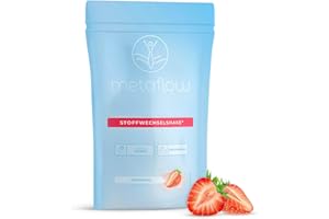 ‎METAFLOW MetaFlow – Stoffwechsel-Shake Erdbeere 450g – Wochenvorrat für cremige Diät Shakes zum Abnehmen – Veganer Abnehmshake mit 47% Eiweiß & unter 1g Zucker – enthält Vitamine & Mineralstoffe