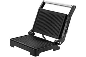 Melchioni Family Family Burger Parrilla eléctrica Mini, 1000 W, Acero aleado, Negro