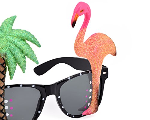 DSstyles 2 Stück Hawaiianische Tropische Neuheit Sonnenbrille Flamingo Papagei Baum Party Brille für Verrücktes Kleid - 6