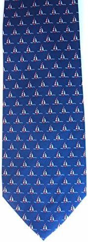 Sailing Boats on Navy Blue Silk Tie