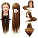 Price comparison product image Training Head LuckyFine 18" Salon Cosmetology Human Hair Hairdressing Practice Mannequin Head With Holder