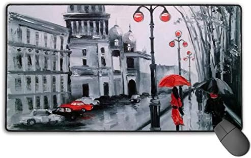 Egesgegts Mouse Pad 40 * 75 Black And White Love Under A Red Umbrella Office Home Comfort And Soft For Computer And Laptop