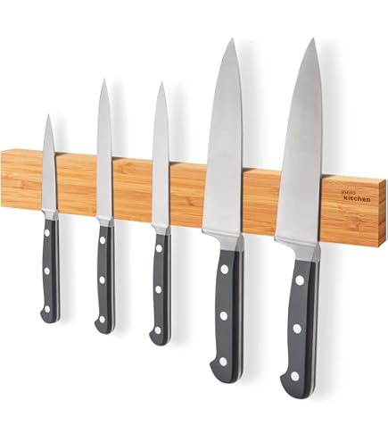 Barre Magnétique Premium Pour Couteaux En Bois D'Acacia 40cm - Fixation Murale Adhésive Ou Vissée