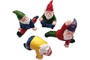 Giilayky 4 Pezzi di Gnomi da Giardino Divertenti, Ornamenti da Giardino Nani Yoga, Accessori per Gnomi da Giardino Fata Decorazioni nel Miniatura