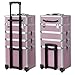 Popamazing Aluminium Beauty Cosmetic Vanity Case Box for Pro Make Up/Nail Art/Travel/Storage (34 x 25 x 72cm, Pink)
