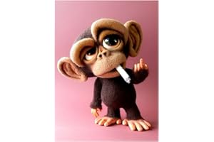 DCIDBEI 30x40CM Broderie Diamant Rond Kit Complet, 5D DIY Diamond Painting Animaux Anime peinture diamant Enfant, Loisirs Créatifs Adultes Décor Chambre Bureau||Bébé Singe Fumant