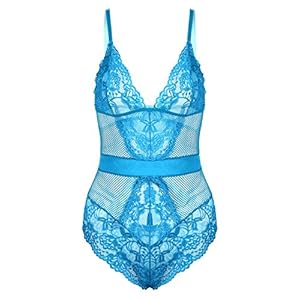 ADORNEVE Mallas de mujer Lencería con cuello en V profundo Babydoll de malla de Teddy Body