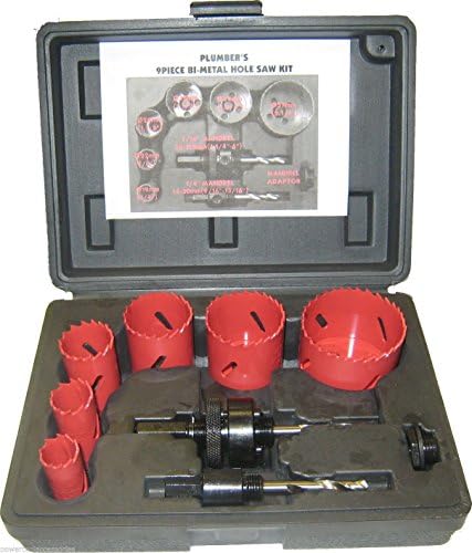 9 pc MTL Brand Bi-Metal HOLESAW kit Hole Cutter Set for Plumbers: 19/22/29/38/44 & 57mm Free Next Working Day DELIVERY