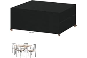 VANSHEIM Funda Muebles Jardín Impermeable Funda para Muebles de Jardin Exterior Funda para Mesa Jardin Exterior 420D Oxford Tela Protector Muebles Jardin Cubierta Mesa y Sillas Jardin 130x80x70cm