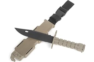 QIRUIMY Tactique baïonnette M9 couteau en plastique, couteau de combat en caoutchouc flexible avec une lame, fan de l'entraînement de fusil d'air CS Cosplay costume modèle poignard (Brune)
